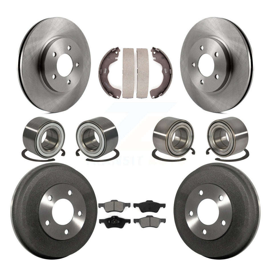 Front Rear Wheel Bearings Disc Brake Rotors And Semi-Metallic Pads Shoes Kit (10Pc) For Ford Escape Mercury Mariner Mazda Tribute KBB-106509