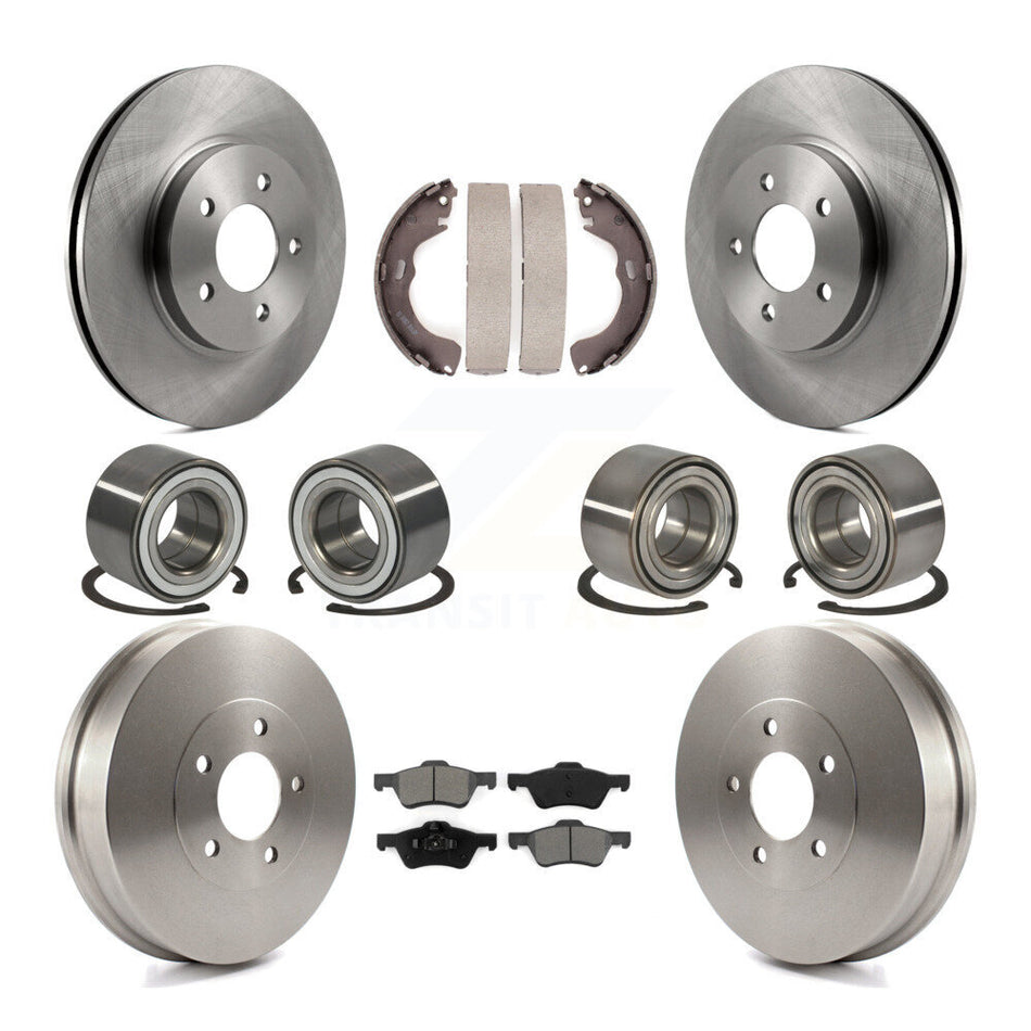Front Rear Wheel Bearings Disc Brake Rotors And Semi-Metallic Pads Shoes Kit (10Pc) For 2008 Mazda Tribute KBB-106510