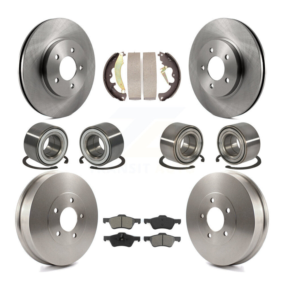 Front Rear Wheel Bearings Disc Brake Rotors And Semi-Metallic Pads Shoes Kit (10Pc) For Ford Escape Mercury Mariner KBB-106512