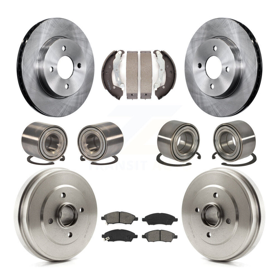 Front Rear Wheel Bearings Disc Brake Rotors And Semi-Metallic Pads Shoes Kit (10Pc) For Nissan Versa Note Micra KBB-106513