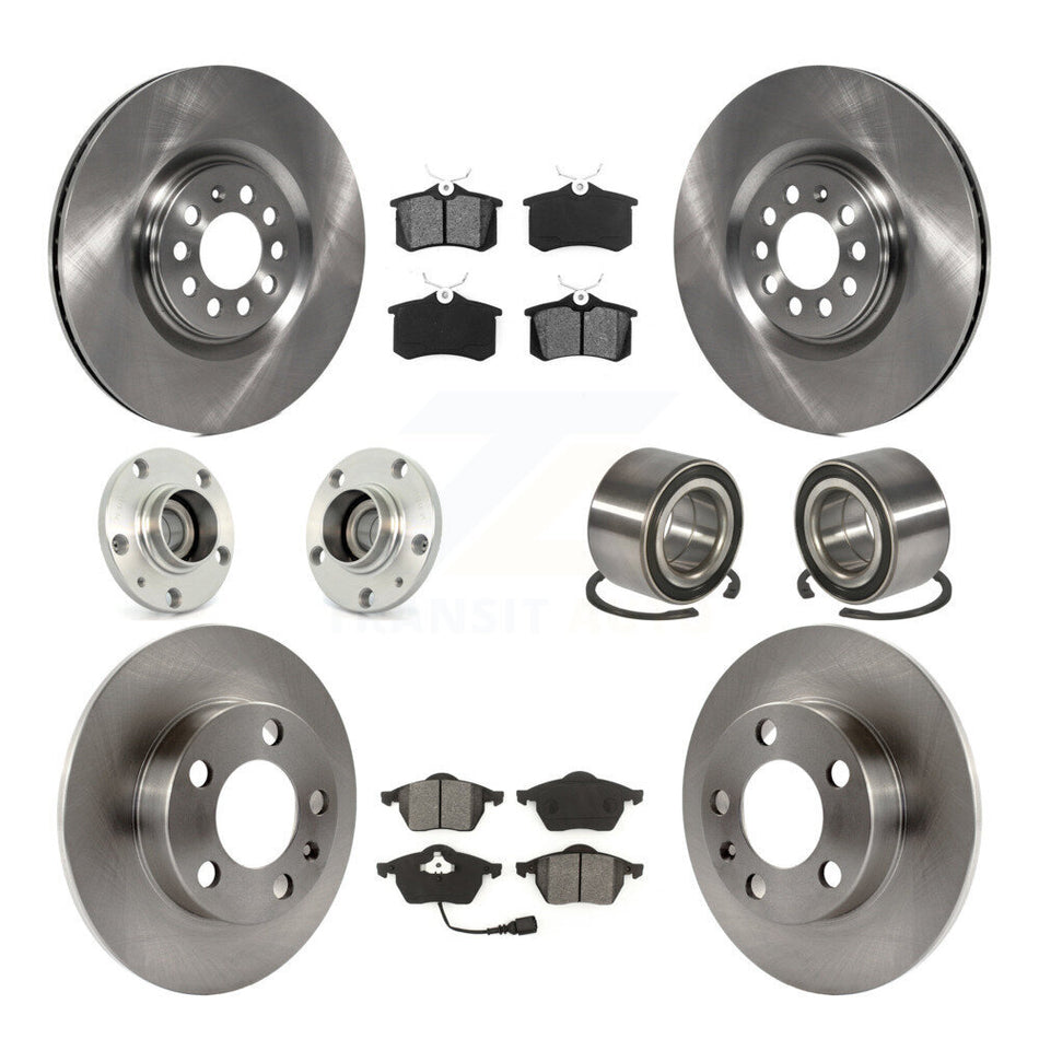 Front Rear Wheel Hub Bearings Assembly Disc Brake Rotors And Semi-Metallic Pads Kit (10Pc) For 2000-2006 Audi TT KBB-106519