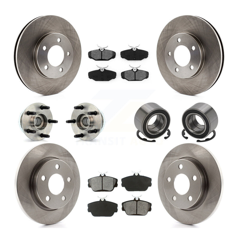 Front Rear Wheel Hub Bearings Assembly Disc Brake Rotors And Semi-Metallic Pads Kit (10Pc) For 1994-1995 Ford Taurus SHO with rear brakes KBB-106526