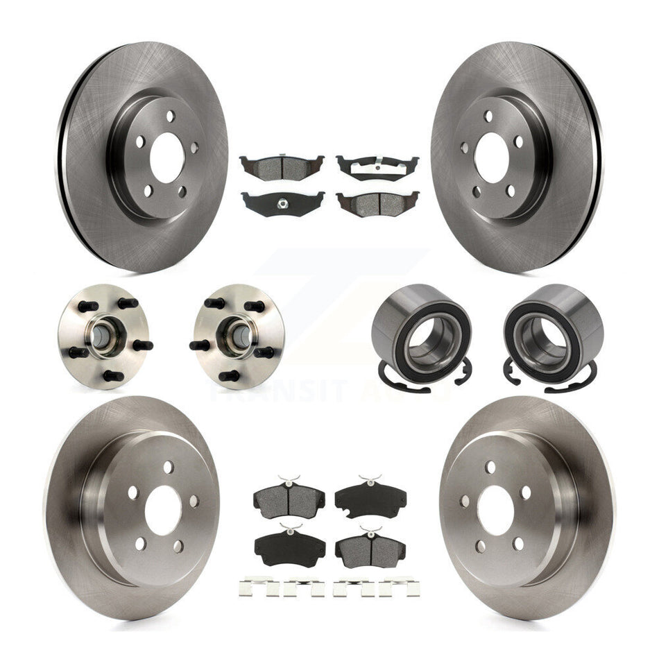 Front Rear Wheel Hub Bearings Assembly Disc Brake Rotors And Semi-Metallic Pads Kit (10Pc) For 2003-2007 Chrysler PT Cruiser Naturally Aspirated KBB-106532