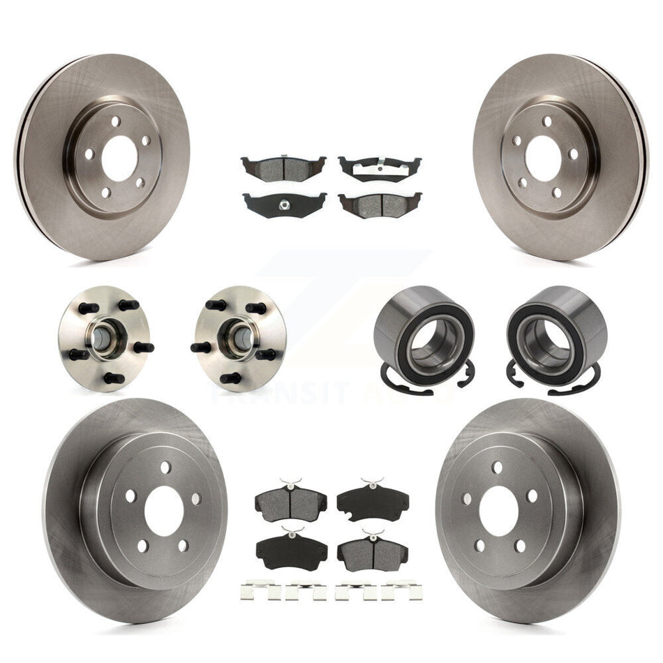 Front Rear Wheel Hub Bearings Assembly Disc Brake Rotors And Semi-Metallic Pads Kit (10Pc) For 2008-2009 Chrysler PT Cruiser Turbocharged KBB-106533