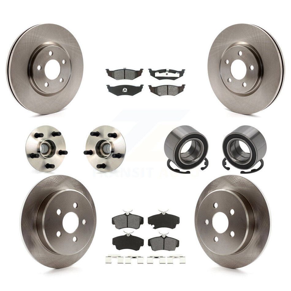 Front Rear Wheel Hub Bearings Assembly Disc Brake Rotors And Semi-Metallic Pads Kit (10Pc) For Chrysler PT Cruiser Dodge Neon KBB-106535