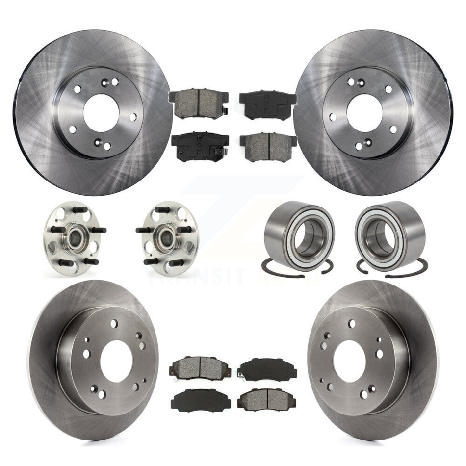 Front Rear Wheel Hub Bearings Assembly Disc Brake Rotors And Semi-Metallic Pads Kit (10Pc) For 1998-2002 Honda Accord 3.0L with rear brakes KBB-106543