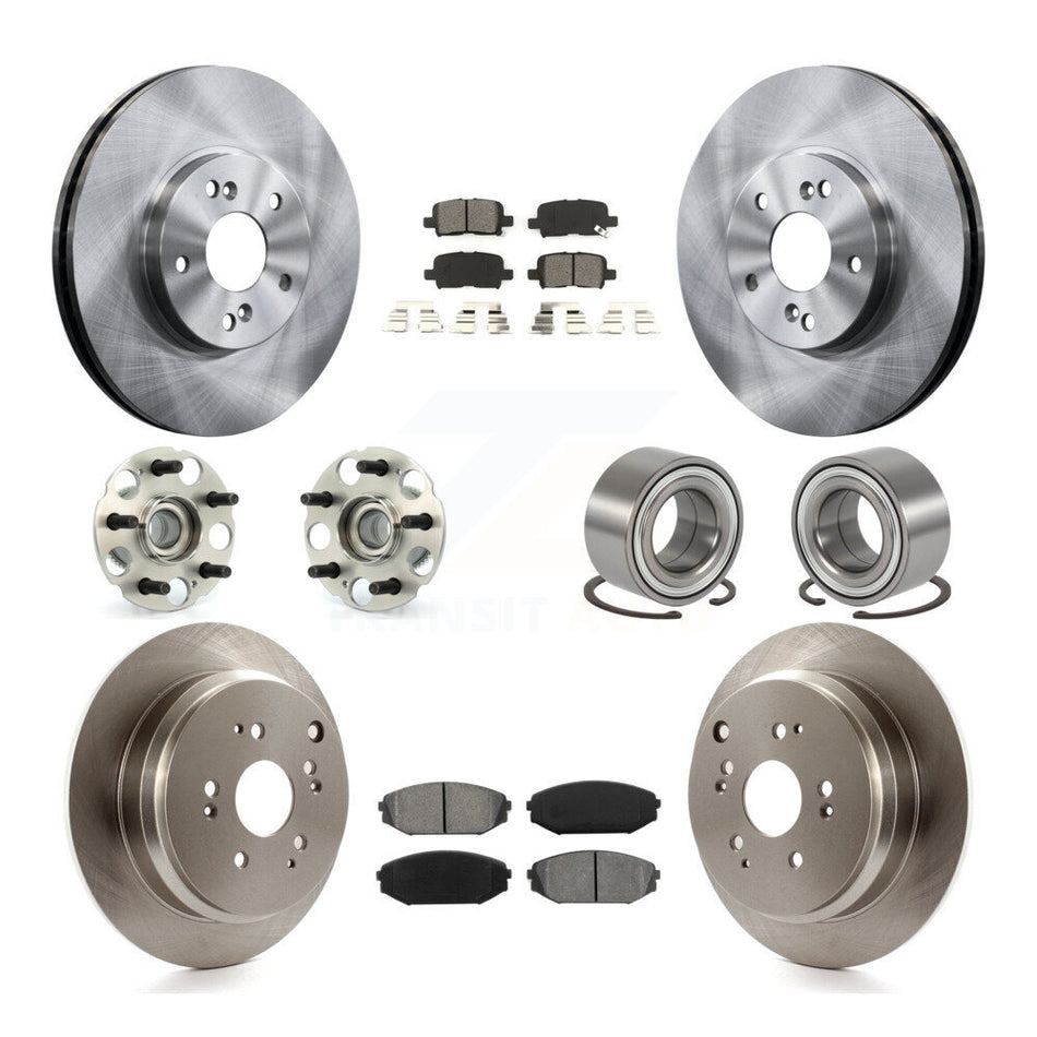 Front Rear Wheel Hub Bearings Assembly Disc Brake Rotors And Semi-Metallic Pads Kit (10Pc) For 2002-2004 Honda Odyssey KBB-106546