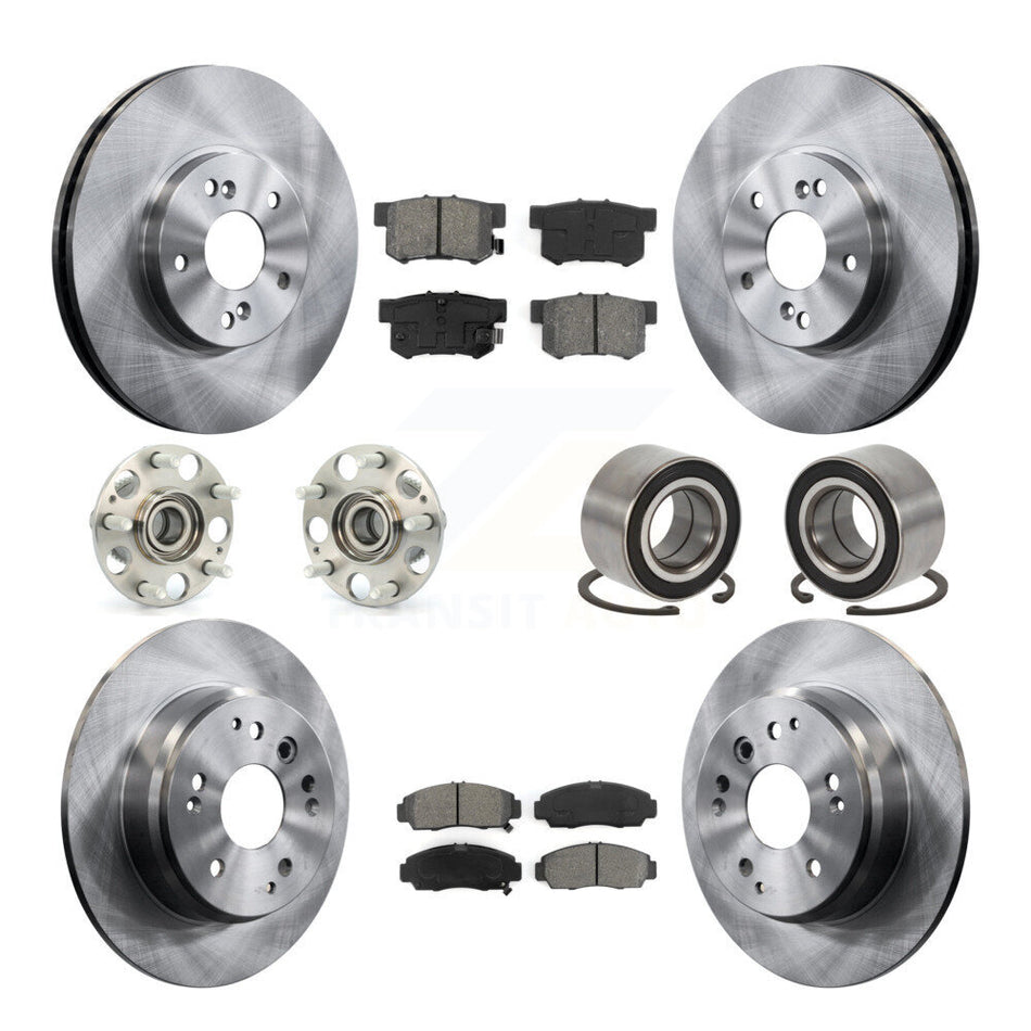 Front Rear Wheel Hub Bearings Assembly Disc Brake Rotors And Semi-Metallic Pads Kit (10Pc) For Acura TL KBB-106561