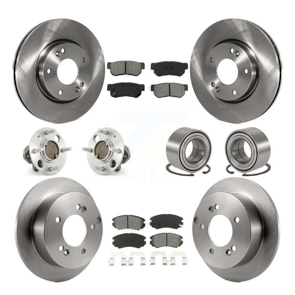 Front Rear Wheel Hub Bearings Assembly Disc Brake Rotors And Semi-Metallic Pads Kit (10Pc) For 2005 Hyundai Sonata Non-ABS From 03 01 05 KBB-106572
