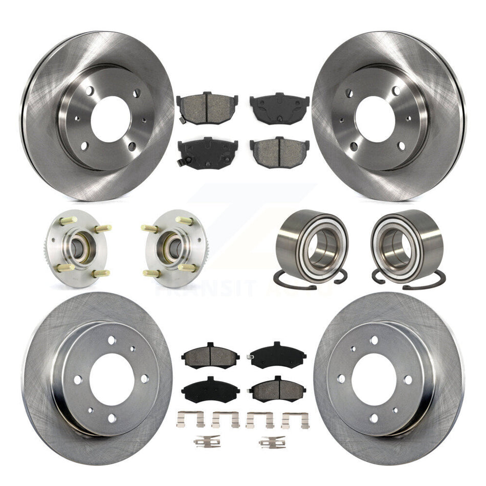 Front Rear Wheel Hub Bearings Assembly Disc Brake Rotors And Semi-Metallic Pads Kit (10Pc) For Hyundai Elantra rear brakes with 4-Wheel ABS KBB-106583