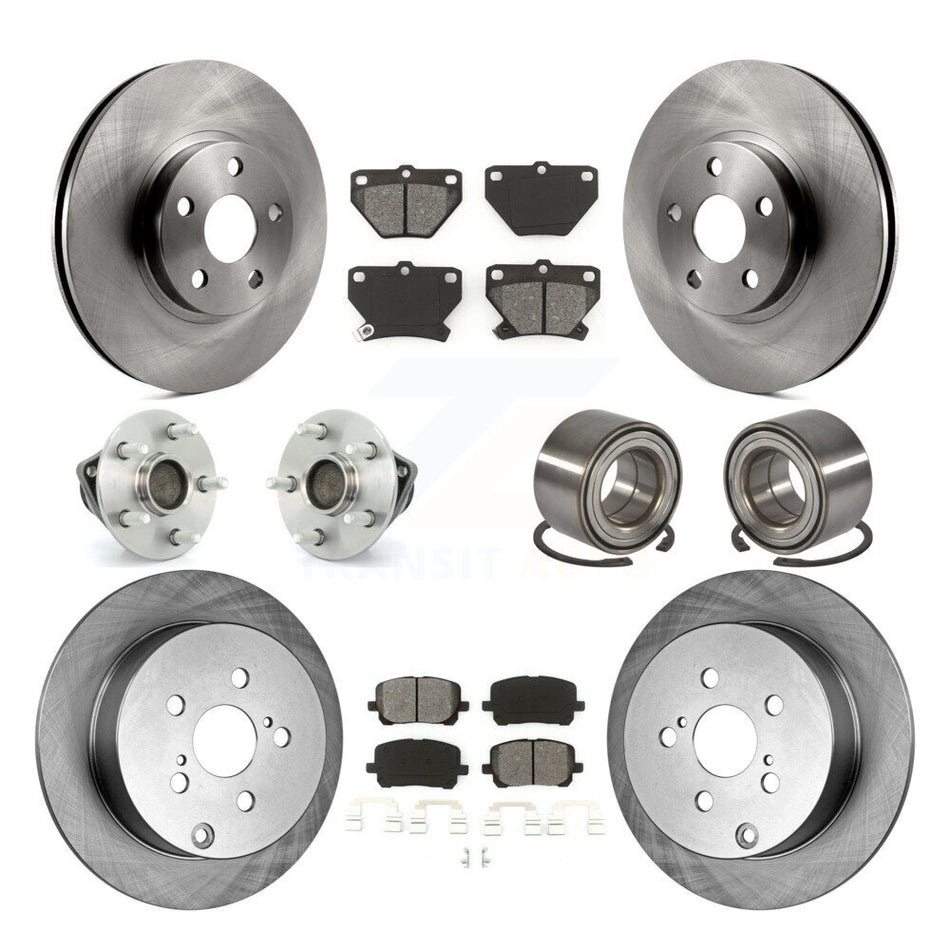 Front Rear Wheel Hub Bearings Assembly Disc Brake Rotors And Semi-Metallic Pads Kit (10Pc) For Toyota Corolla Matrix Pontiac Vibe KBB-106590