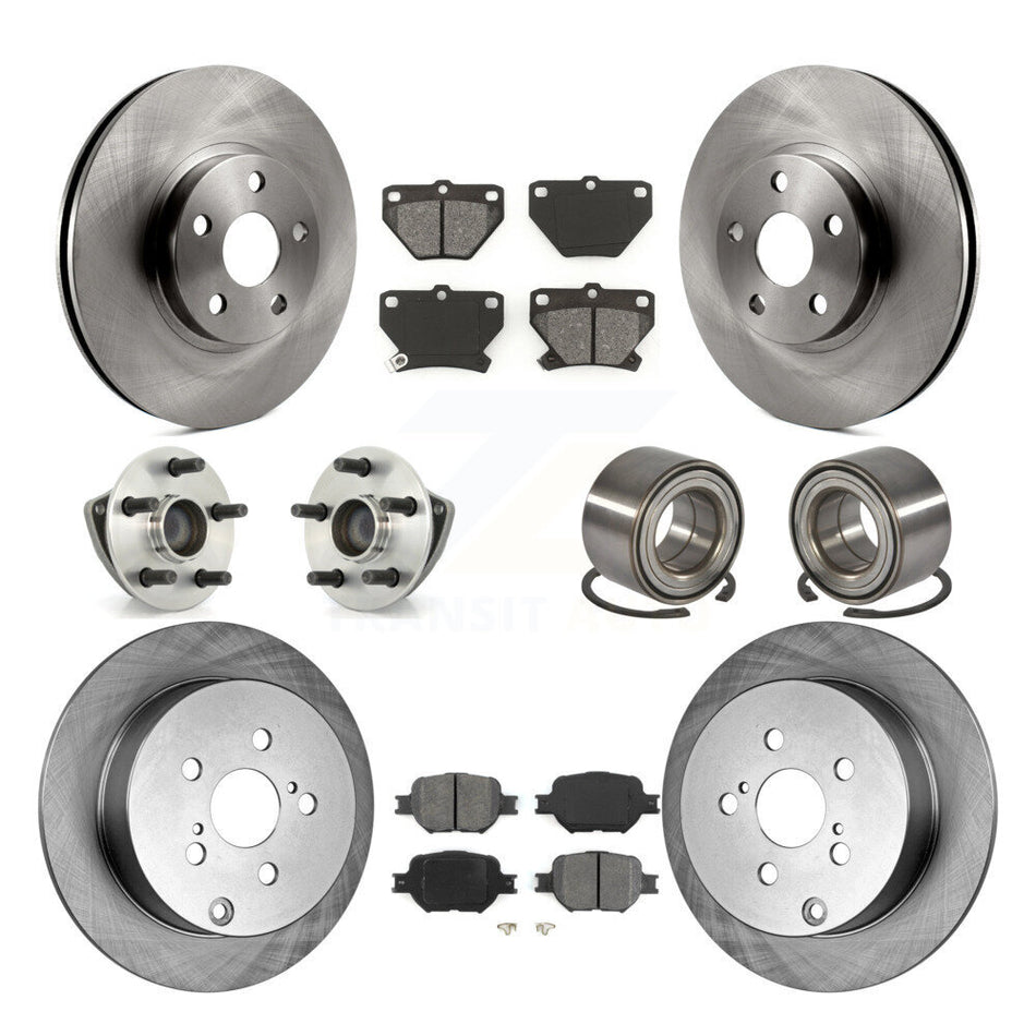 Front Rear Wheel Hub Bearings Assembly Disc Brake Rotors And Semi-Metallic Pads Kit (10Pc) For Toyota Celica KBB-106593