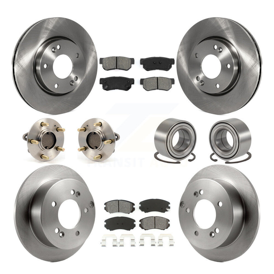 Front Rear Wheel Hub Bearings Assembly Disc Brake Rotors And Semi-Metallic Pads Kit (10Pc) For Kia Optima Magentis KBB-106609