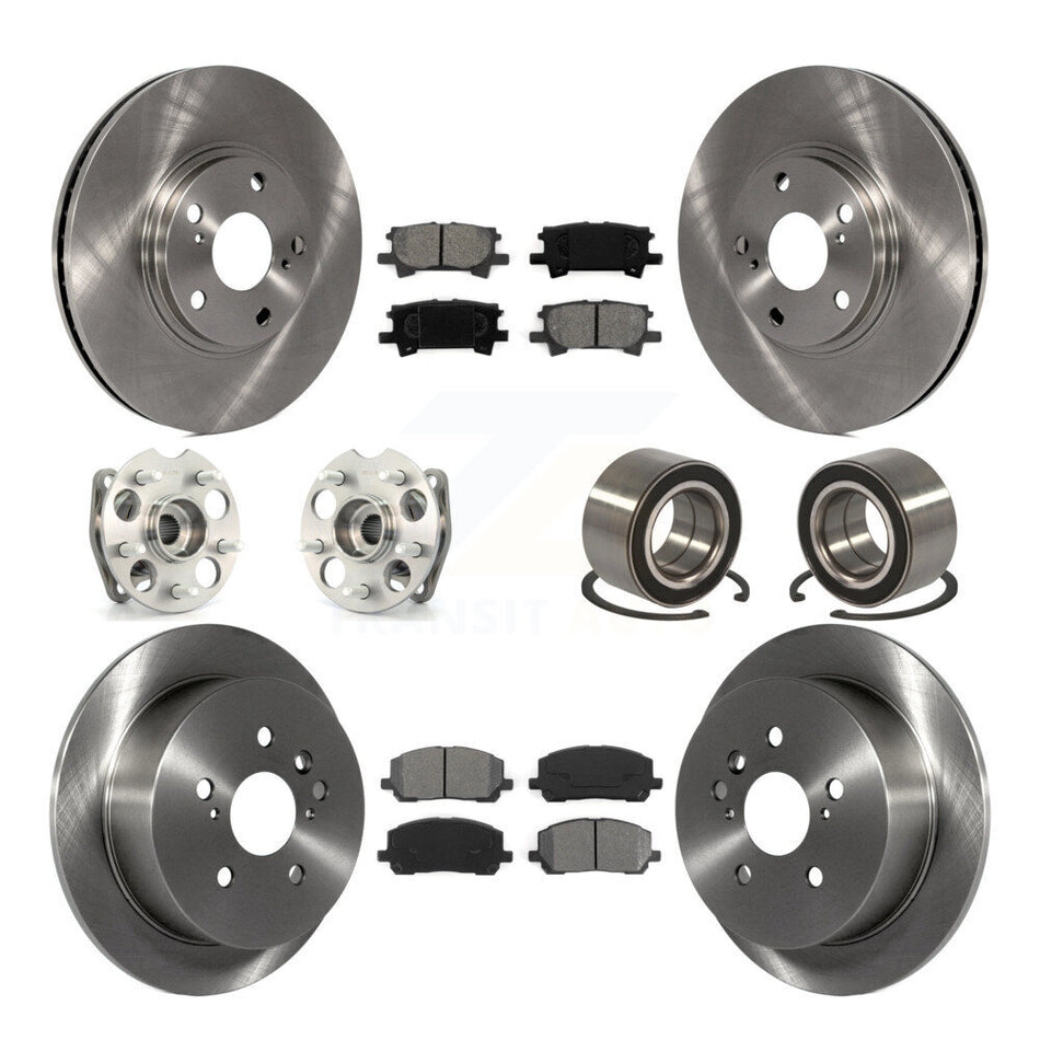 Front Rear Wheel Hub Bearings Assembly Disc Brake Rotors And Semi-Metallic Pads Kit (10Pc) For Toyota Highlander KBB-106621