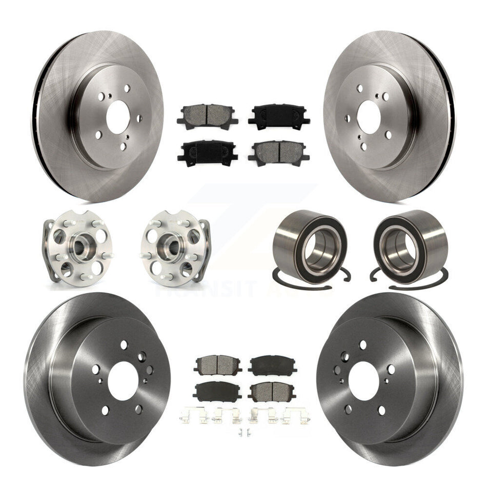 Front Rear Wheel Hub Bearings Assembly Disc Brake Rotors And Semi-Metallic Pads Kit (10Pc) For Lexus Toyota Highlander RX350 RX330 RX400h KBB-106622