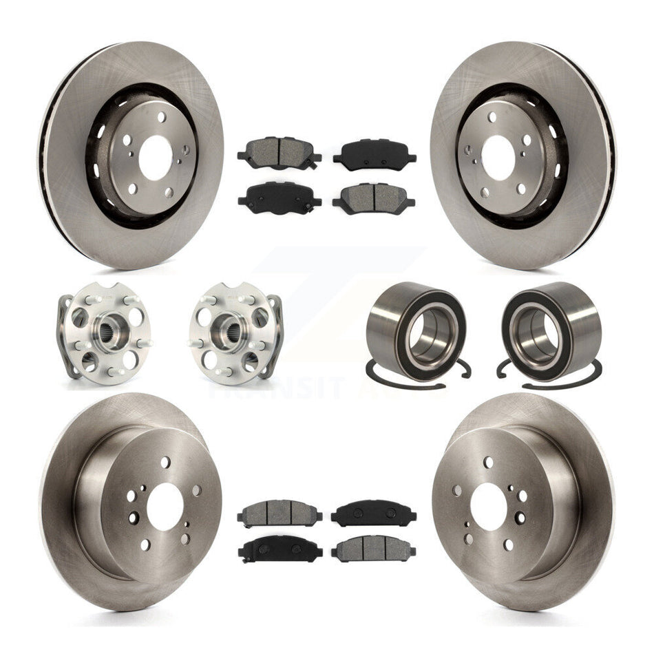 Front Rear Wheel Hub Bearings Assembly Disc Brake Rotors And Semi-Metallic Pads Kit (10Pc) For 2009-2016 Toyota Venza AWD KBB-106624