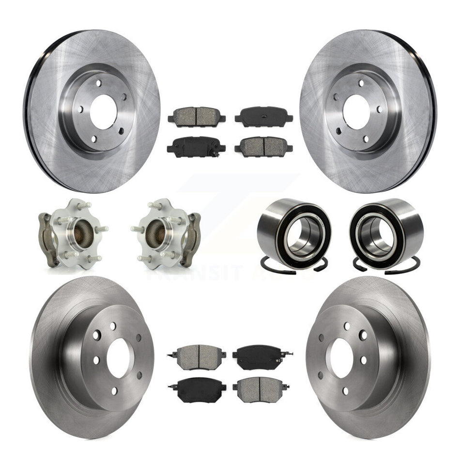 Front Rear Wheel Hub Bearings Assembly Disc Brake Rotors And Semi-Metallic Pads Kit (10Pc) For Nissan Altima Maxima KBB-106627