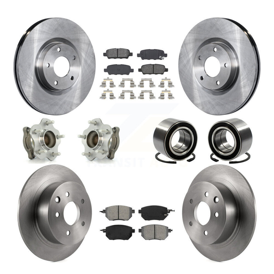 Front Rear Wheel Hub Bearings Assembly Disc Brake Rotors And Semi-Metallic Pads Kit (10Pc) For Nissan Altima Maxima KBB-106627