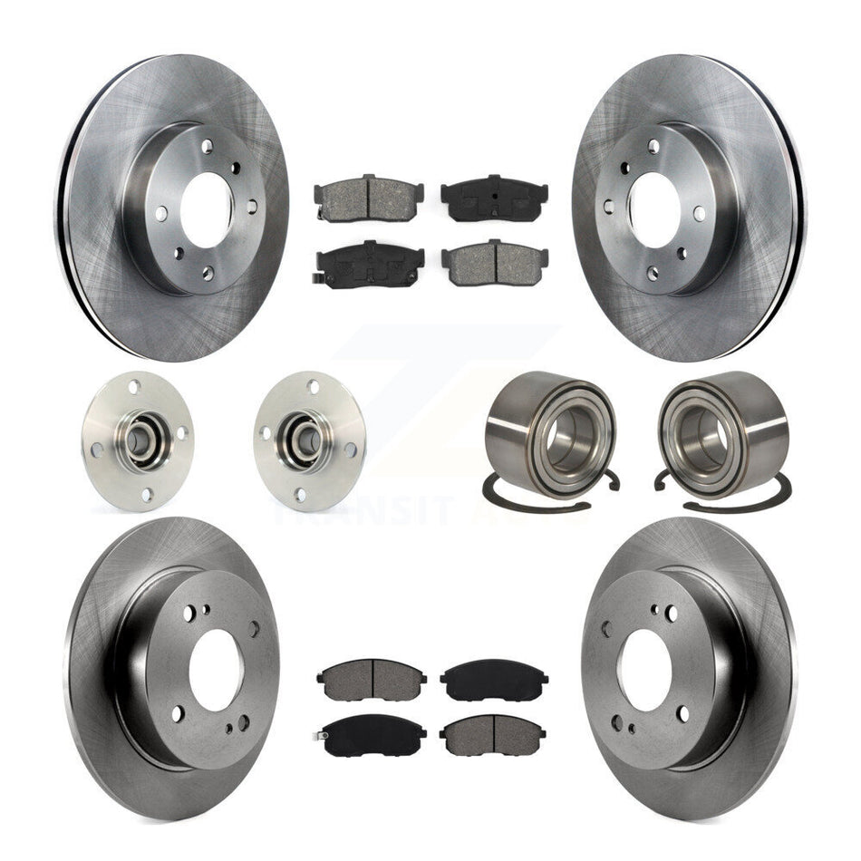Front Rear Wheel Hub Bearings Assembly Disc Brake Rotors And Semi-Metallic Pads Kit (10Pc) For Nissan Sentra 2.0L KBB-106630