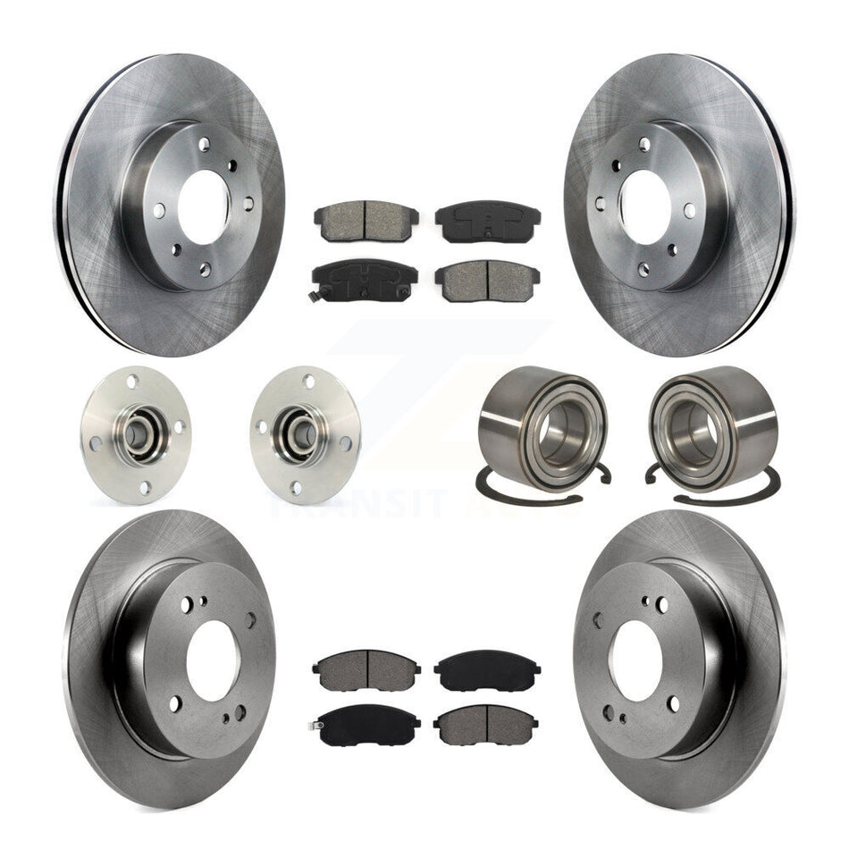 Front Rear Wheel Hub Bearings Assembly Disc Brake Rotors And Semi-Metallic Pads Kit (10Pc) For 2002 Nissan Sentra 2.5L With Single Piston Caliper KBB-106631