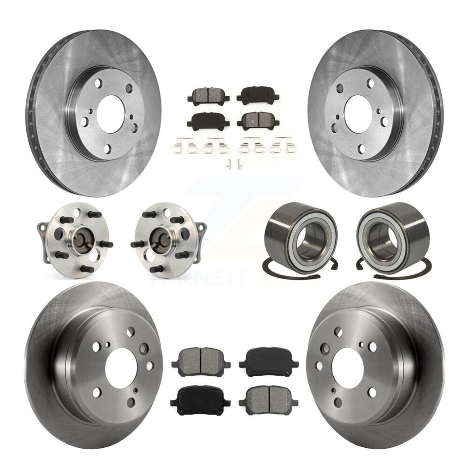 Front Rear Wheel Hub Bearings Assembly Disc Brake Rotors And Semi-Metallic Pads Kit (10Pc) For Toyota Camry Solara KBB-106634