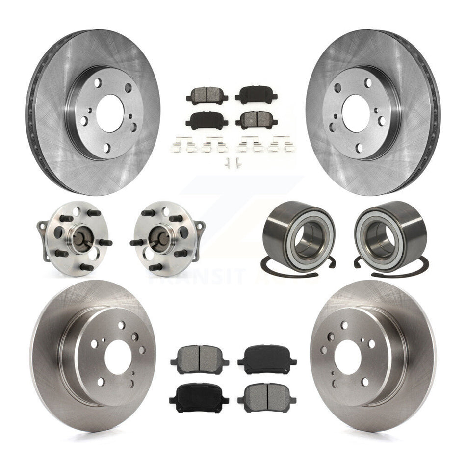 Front Rear Wheel Hub Bearings Assembly Disc Brake Rotors And Semi-Metallic Pads Kit (10Pc) For 2000-2004 Toyota Avalon KBB-106637
