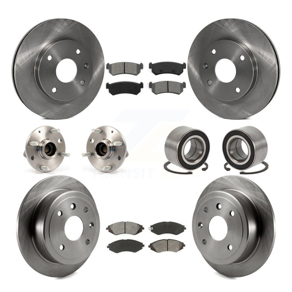 Front Rear Wheel Hub Bearings Assembly Disc Brake Rotors And Semi-Metallic Pads Kit (10Pc) For Suzuki Forenza Reno Chevrolet Optra Non-ABS KBB-106642