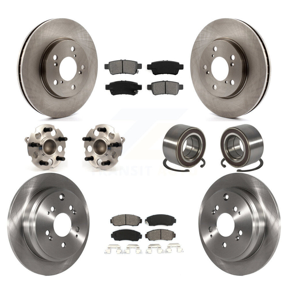 Front Rear Wheel Hub Bearings Assembly Disc Brake Rotors And Semi-Metallic Pads Kit (10Pc) For 2005-2010 Honda Odyssey KBB-106645