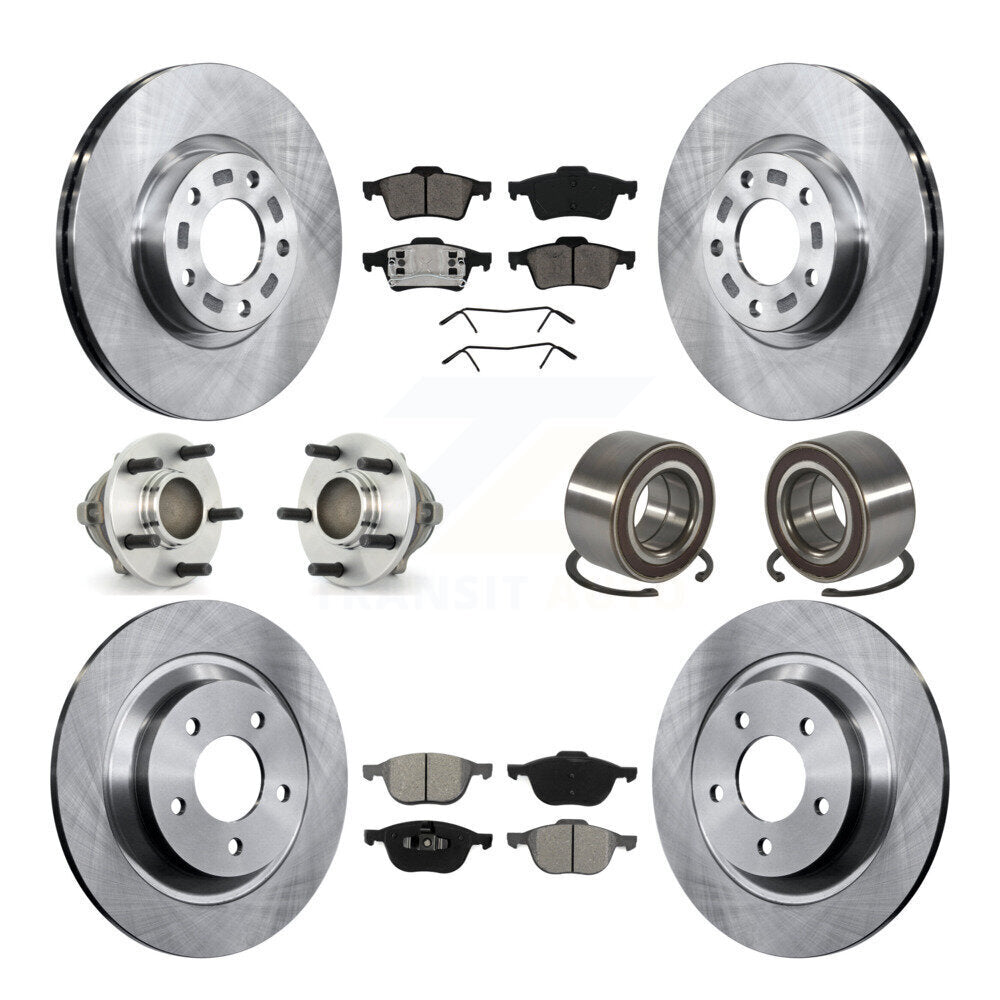 Front Rear Hub Bearings Disc Brake Rotors And Pads Kit (10Pc) For 2006 Mazda 5 To 02 06 KBB-106683
