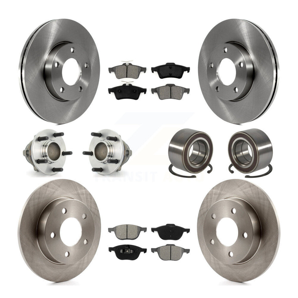 Front Rear Wheel Hub Bearings Assembly Disc Brake Rotors And Semi-Metallic Pads Kit (10Pc) For Mazda 3 Sport KBB-106684