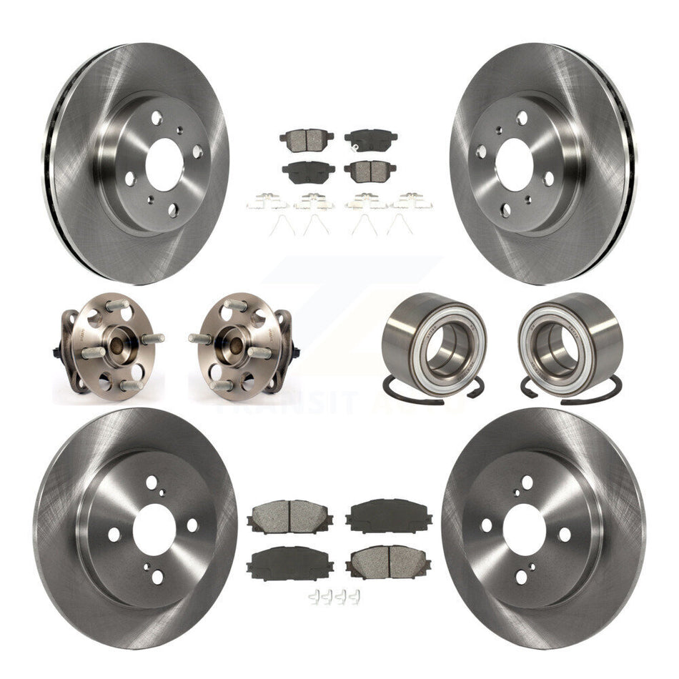 Front Rear Wheel Hub Bearings Assembly Disc Brake Rotors And Semi-Metallic Pads Kit (10Pc) For Toyota Yaris Japan Production Identified By 1st Digit Of VIN J KBB-106698