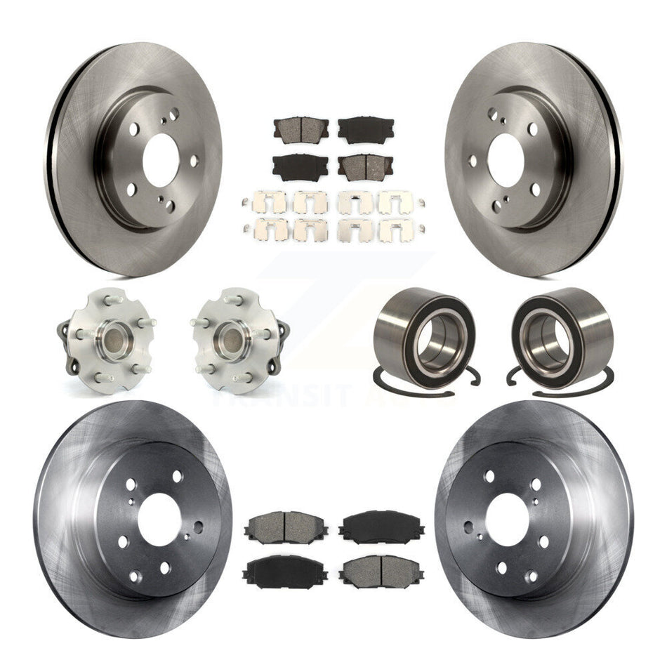 Front Rear Wheel Hub Bearings Assembly Disc Brake Rotors And Semi-Metallic Pads Kit (10Pc) For 2010 Lexus HS250h KBB-106700