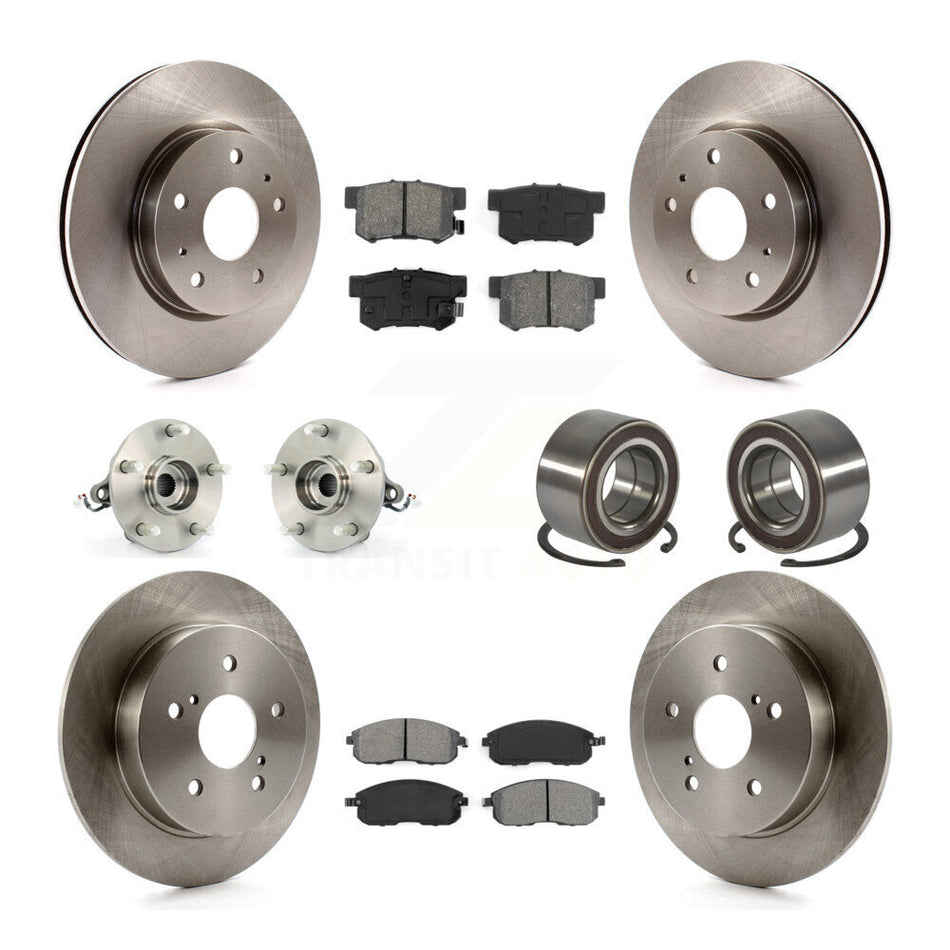 Front Rear Wheel Hub Bearings Assembly Disc Brake Rotors And Semi-Metallic Pads Kit (10Pc) For 2007-2013 Suzuki SX4 AWD KBB-106710