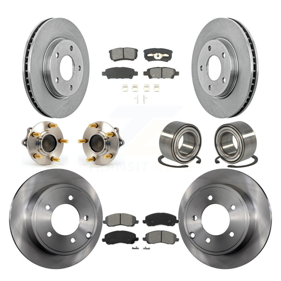 Front Rear Wheel Hub Bearings Assembly Disc Brake Rotors And Semi-Metallic Pads Kit (10Pc) For Mitsubishi Lancer KBB-106711
