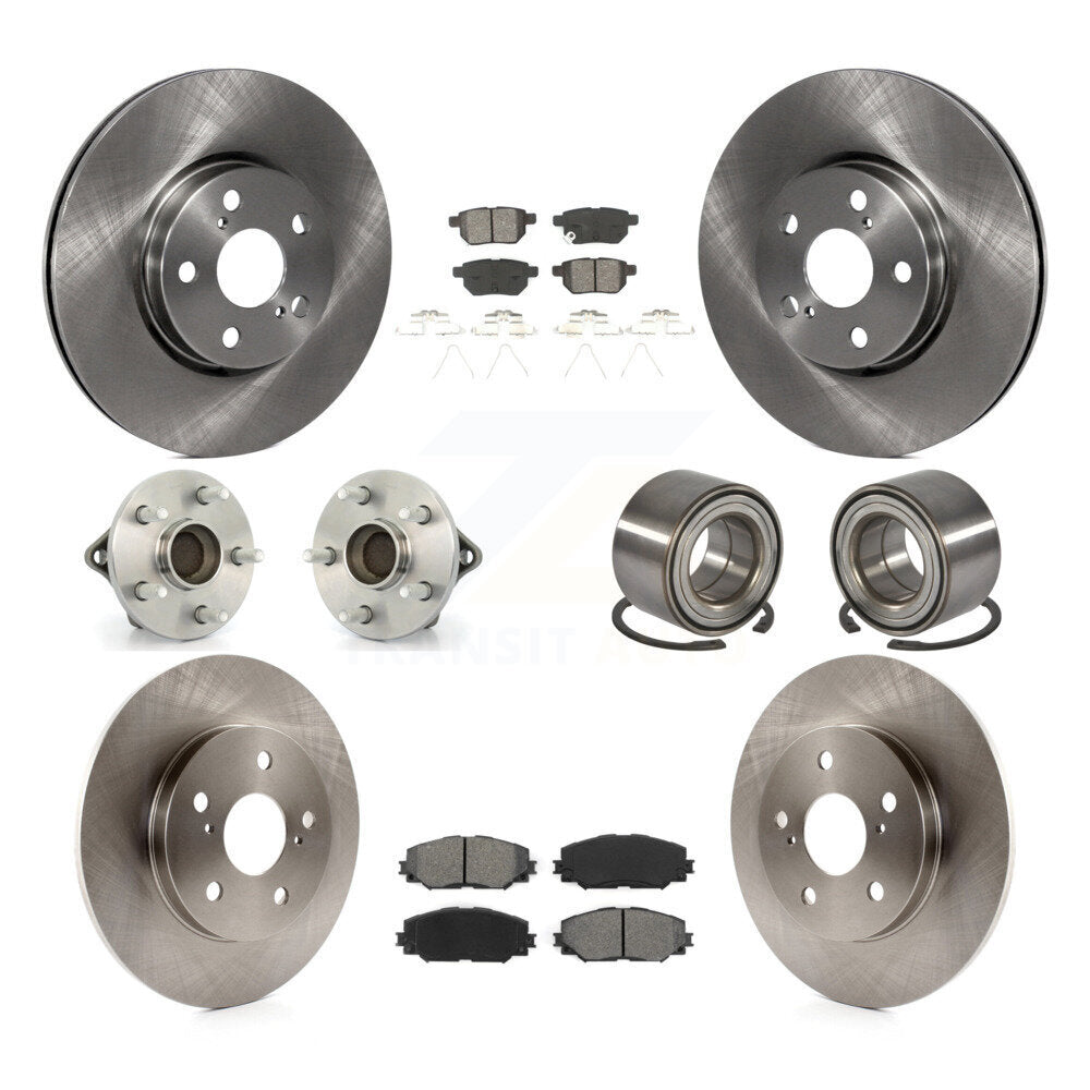 Front Rear Hub Bearings Assembly Disc Brake Rotors And Pads Kit (10Pc) For Toyota Matrix KBB-106718