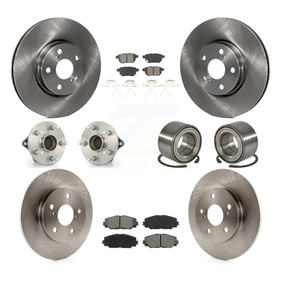 Front Rear Hub Bearings Assembly Disc Brake Rotors And Pads Kit (10Pc) For Toyota Matrix KBB-106718