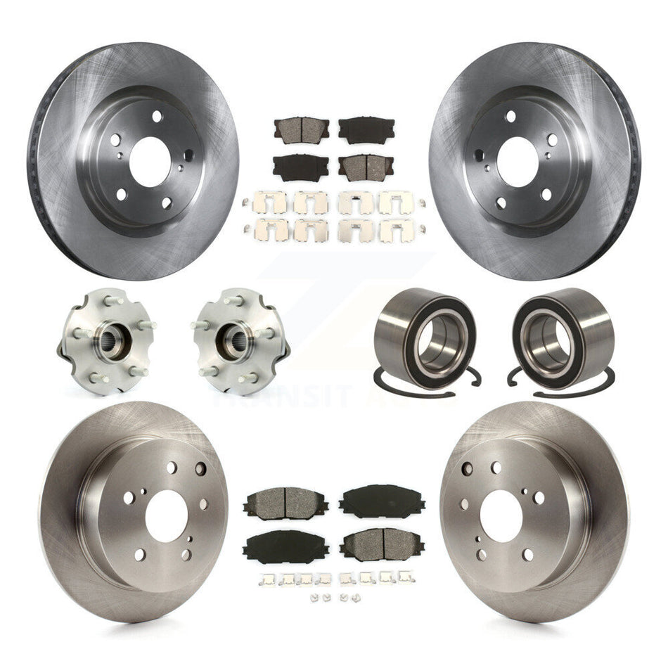 Front Rear Wheel Hub Bearings Assembly Disc Brake Rotors And Semi-Metallic Pads Kit (10Pc) For Toyota Matrix Pontiac Vibe KBB-106719