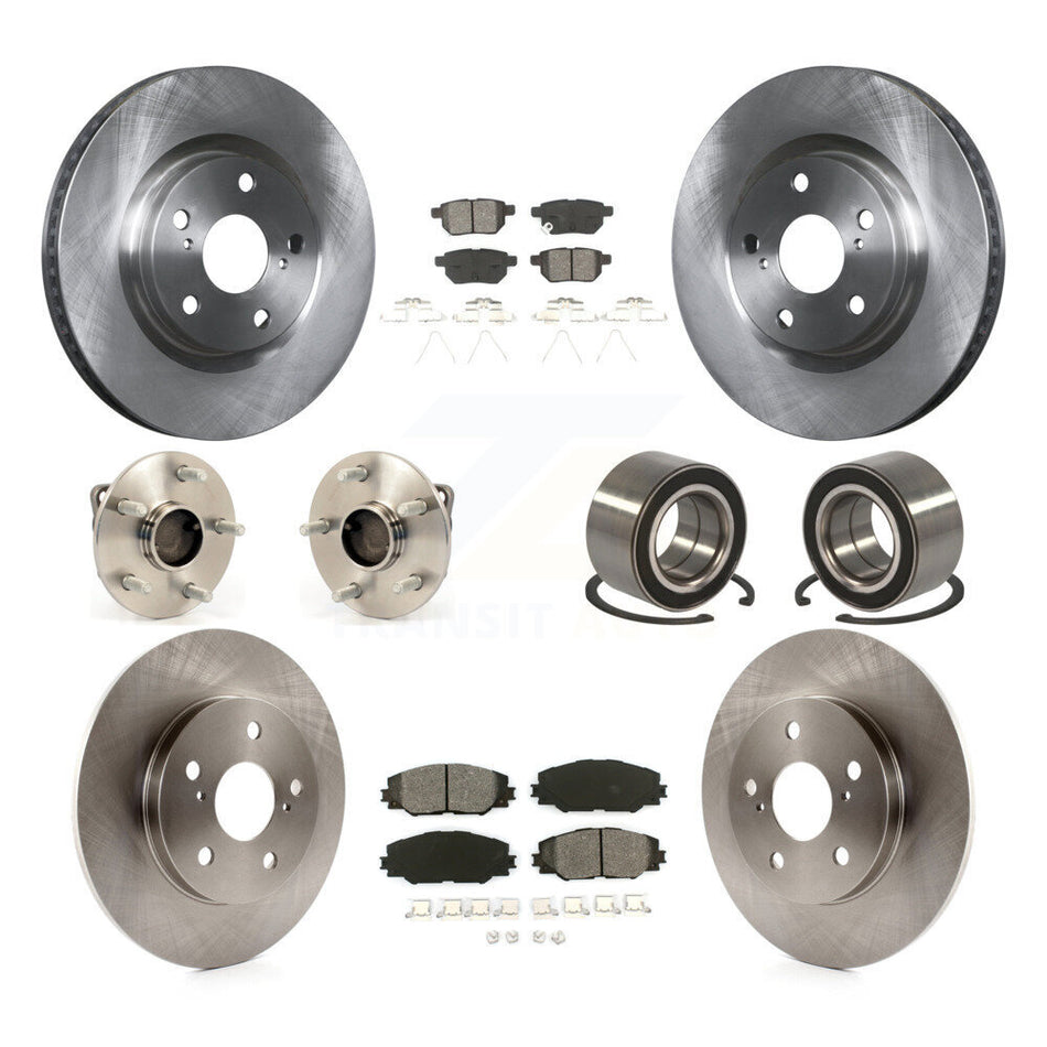 Front Rear Wheel Hub Bearings Assembly Disc Brake Rotors And Semi-Metallic Pads Kit (10Pc) For 2009-2013 Toyota Matrix S with FWD 2.4L KBB-106723
