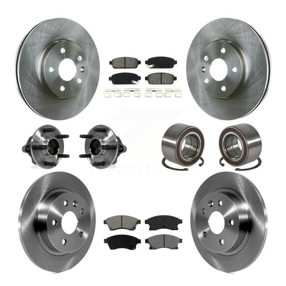 Front Rear Wheel Hub Bearings Assembly Disc Brake Rotors And Semi-Metallic Pads Kit (10Pc) For Chevrolet Sonic KBB-106774