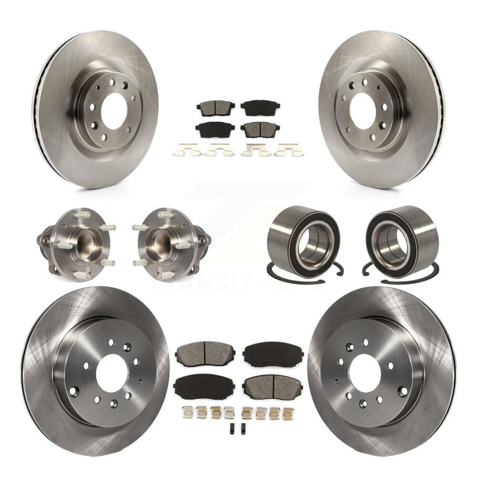 Front Rear Wheel Hub Bearings Assembly Disc Brake Rotors And Semi-Metallic Pads Kit (10Pc) For 2007-2015 Mazda CX-9 FWD KBB-106785