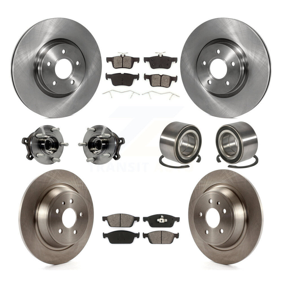 Front Rear Wheel Hub Bearings Assembly Disc Brake Rotors And Semi-Metallic Pads Kit (10Pc) For Ford Escape Lincoln MKC KBB-106805