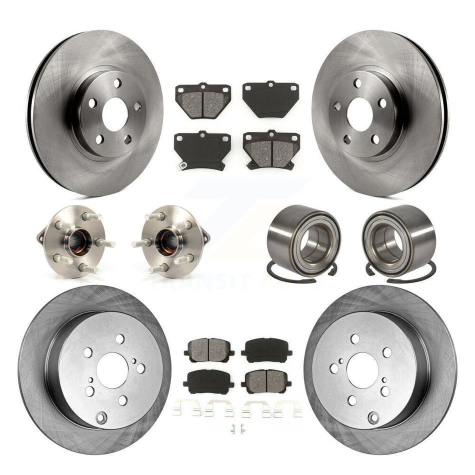 Front Rear Wheel Hub Bearings Assembly Disc Brake Rotors And Semi-Metallic Pads Kit (10Pc) For 2003-2006 Toyota Matrix Pontiac Vibe AWD KBB-106819
