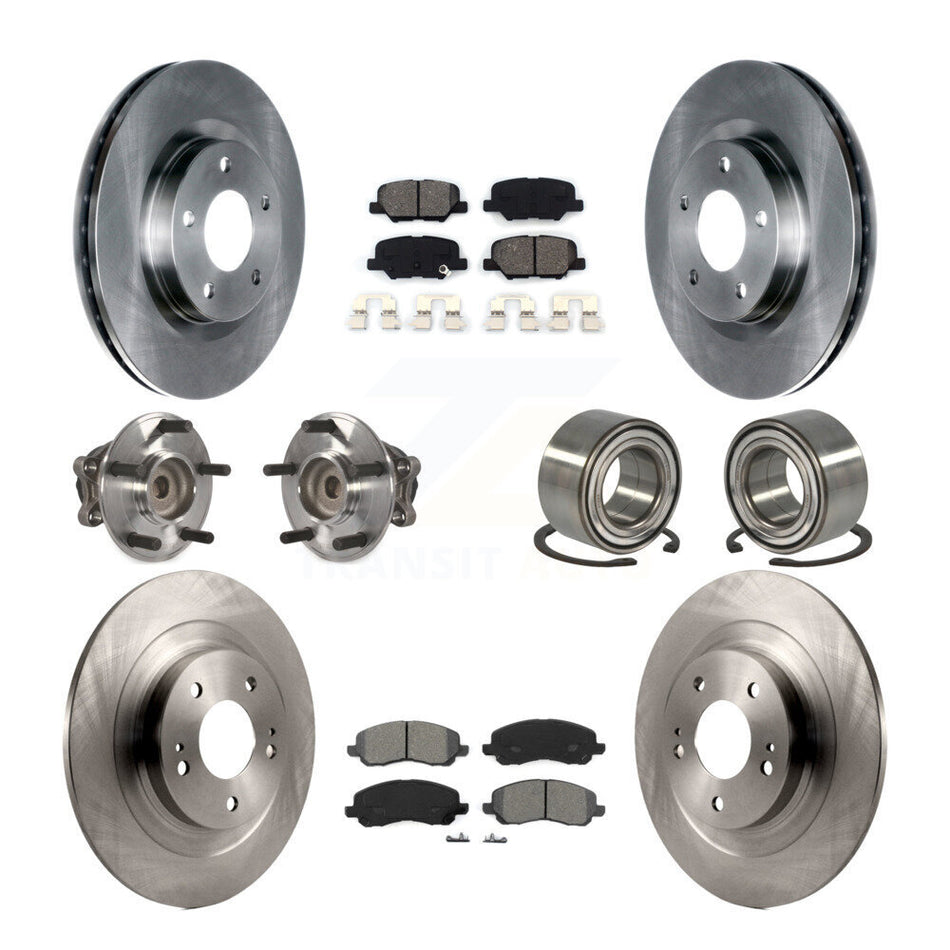 Front Rear Wheel Hub Bearings Assembly Disc Brake Rotors And Semi-Metallic Pads Kit (10Pc) For Mitsubishi Outlander Sport RVR KBB-106827