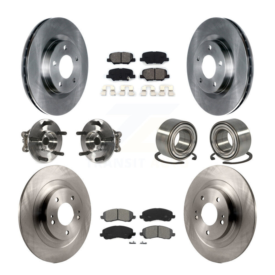 Front Rear Wheel Hub Bearings Assembly Disc Brake Rotors And Semi-Metallic Pads Kit (10Pc) For Mitsubishi Outlander Sport RVR KBB-106828