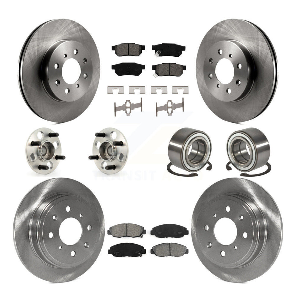 Front Rear Wheel Hub Bearings Assembly Disc Brake Rotors And Semi-Metallic Pads Kit (10Pc) For 1997 Acura EL With 4 ABS KBB-106835