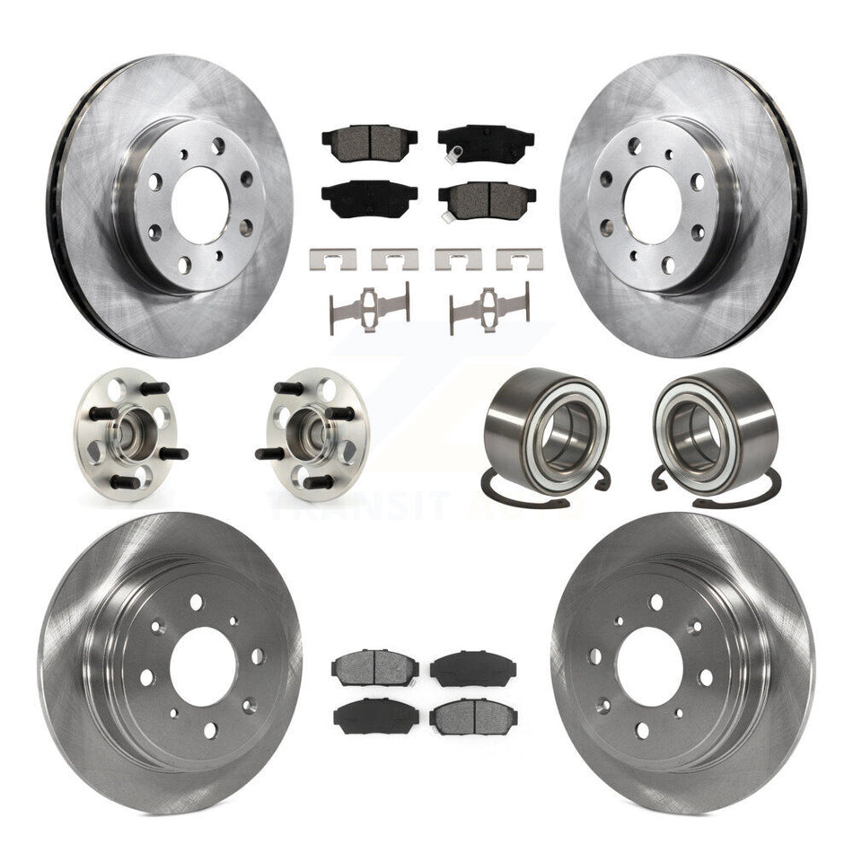 Front Rear Wheel Hub Bearings Assembly Disc Brake Rotors And Semi-Metallic Pads Kit (10Pc) For 1994-1995 Honda Civic EX with Sedan Drum rear brakes Non-ABS KBB-106837