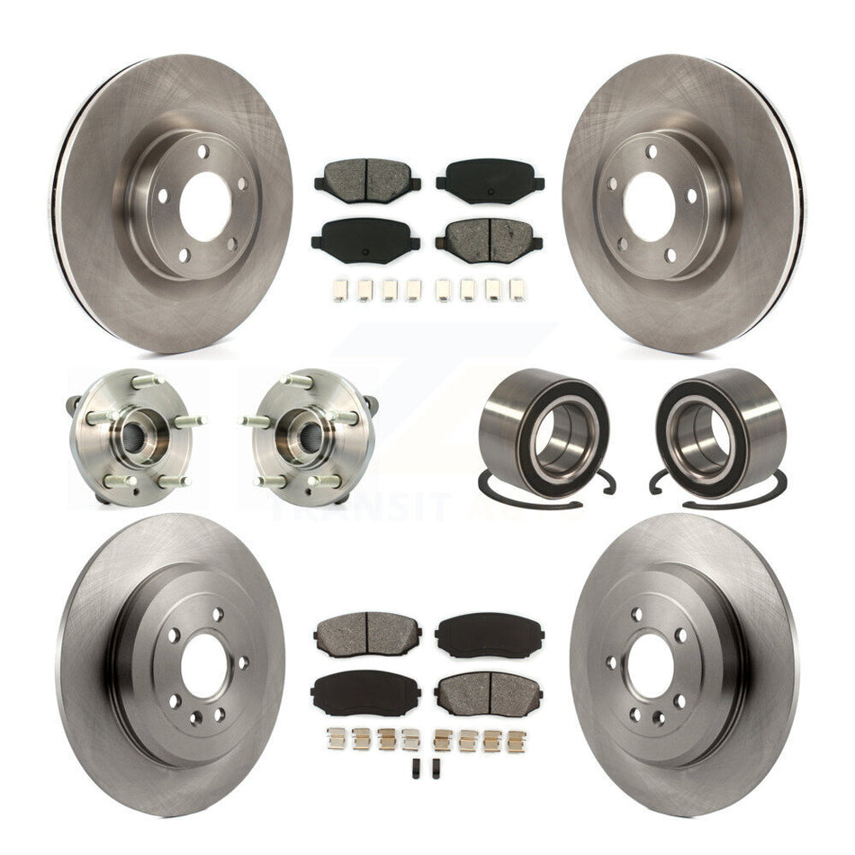 Front Rear Wheel Hub Bearings Assembly Disc Brake Rotors And Semi-Metallic Pads Kit (10Pc) For Ford Edge Lincoln MKX KBB-106841