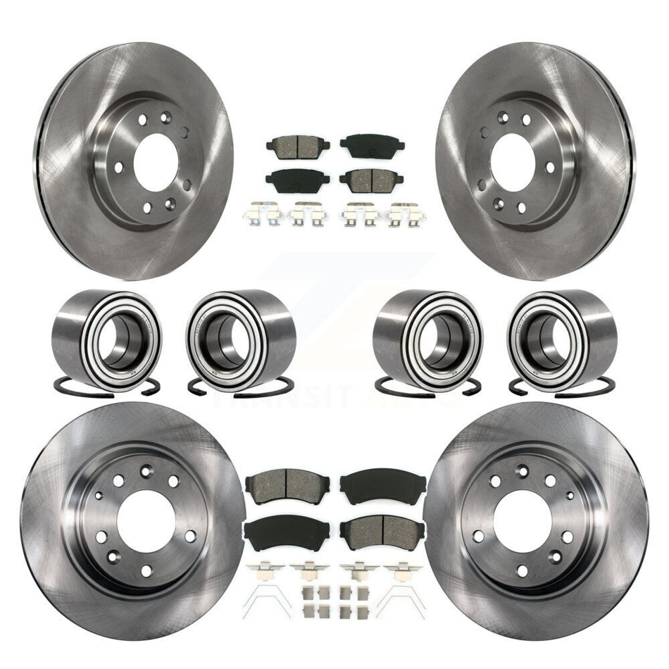 Front Rear Wheel Bearings Disc Brake Rotors And Semi-Metallic Pads Kit (10Pc) For Ford Fusion Lincoln MKZ Mercury Milan KBB-106844