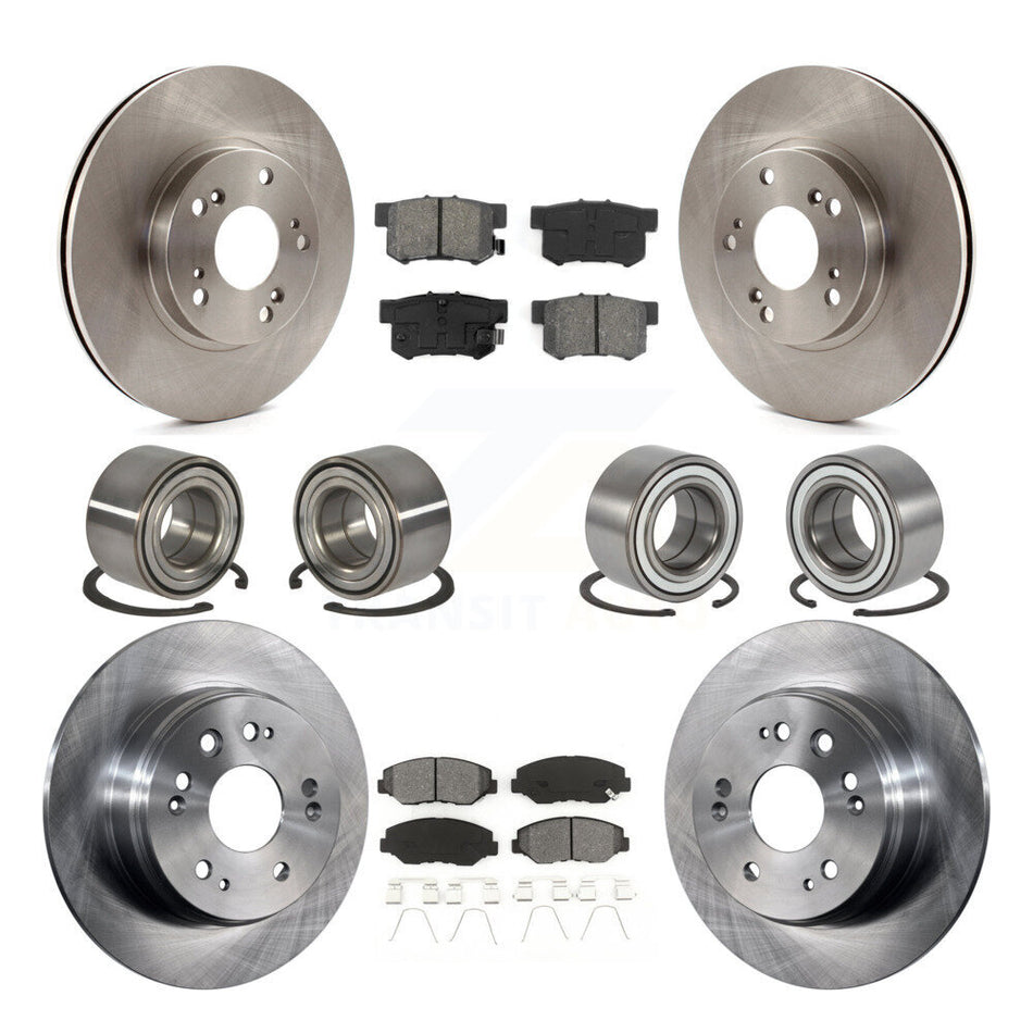 Front Rear Wheel Bearings Disc Brake Rotors And Semi-Metallic Pads Kit (10Pc) For Honda CR-V KBB-106850