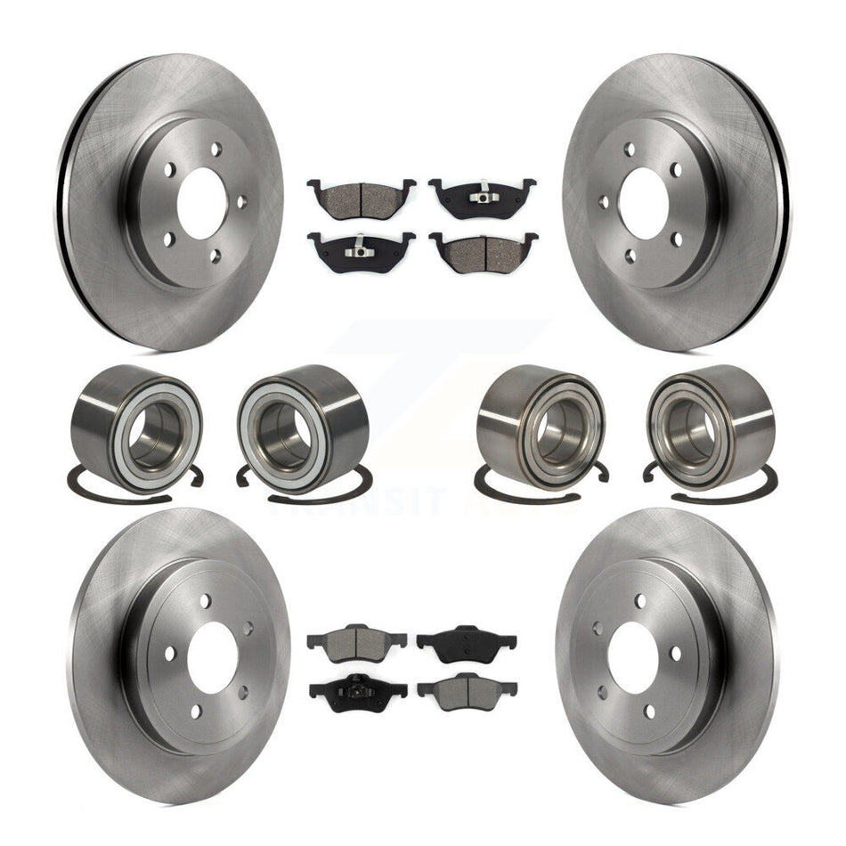 Front Rear Wheel Bearings Disc Brake Rotors And Semi-Metallic Pads Kit (10Pc) For Ford Escape Mercury Mariner Mazda Tribute KBB-106865